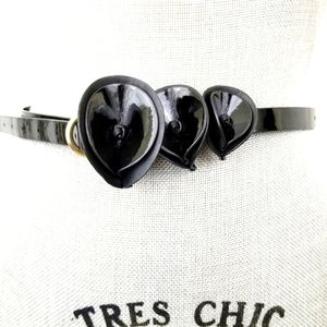 Cole Haan black patent leather flower belt